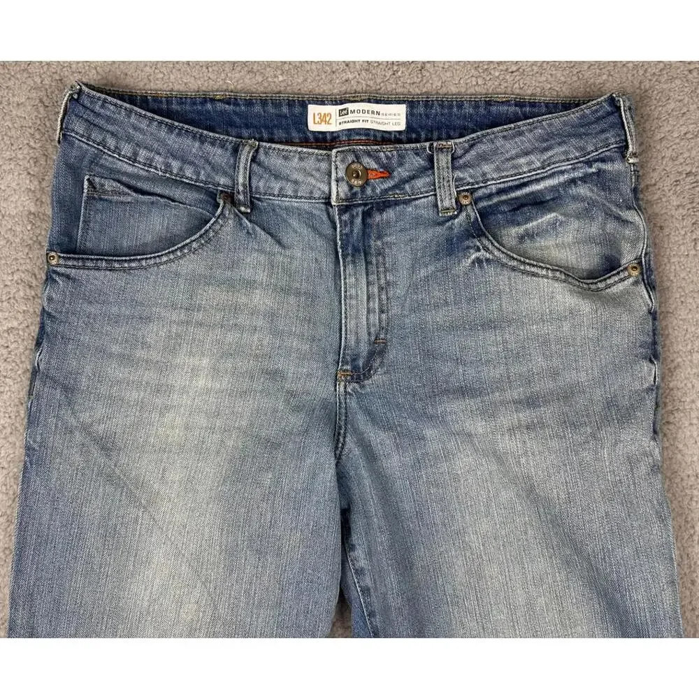 Lee Modern Series Straight Leg Jeans Mens Sz 34 Stretch Denim 5-Pockets Classic - Picture 5 of 13